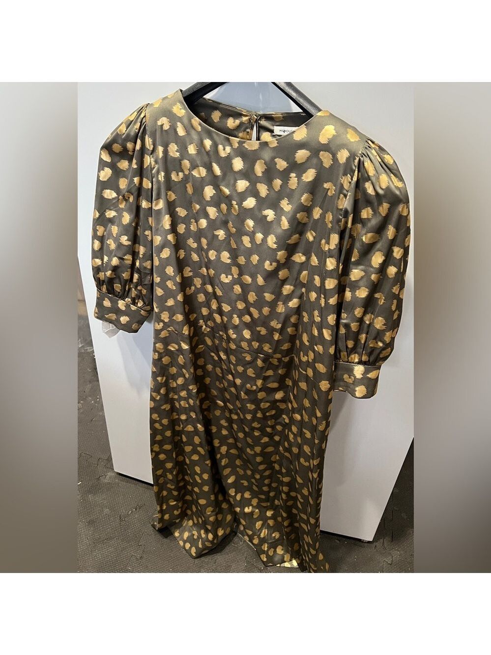 Manoush Paris EUC Metallic Gold Animal Print Midi Dress FR 38 (US 6) - Picture 6 of 6